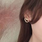 Alloy Heart Earring 1 Pair - Bl0428 - Love Heart - Gold - One Size