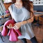 Layered-hem Brushed-fleece Lined Tank Top