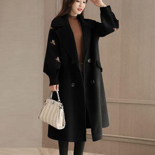 Bee Embroidered Double-breasted Coat