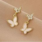 Rhinestone Butterfly Drop Earring Qr--083 - 1 Pr - Gold - One Size