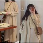 Open Front Long Jacket Light Yellow - One Size