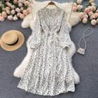 Round-neck Dots Chiffon Long-sleeve Dress