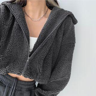 Fleece Hooded Crop Jacket