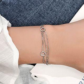 Geometric Layered Bracelet Silver - One Size