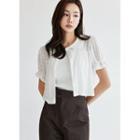 Peterpan-collar Cropped Lace Blouse