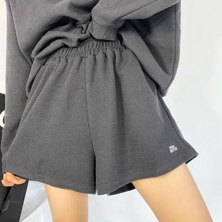 Lettering High Waist Wide-leg Shorts