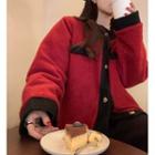 Contrast-trim Loose-fit Jacket Red - One Size