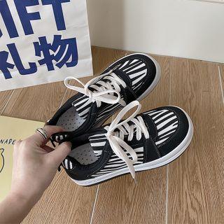 Zebra Print Platform Lace-up Sneakers