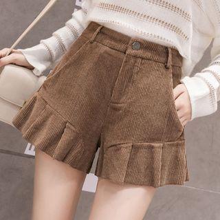 Corduroy Ruffle Hem Shorts