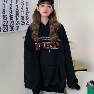 Fleece-lined Letter Printed Hoodie