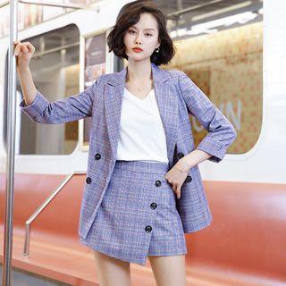 Plaid Blazer / Wrap Skort / Set