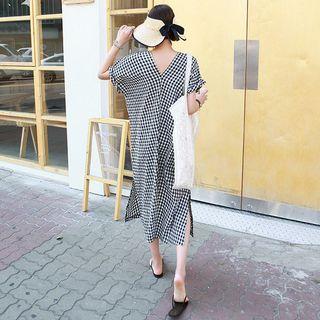 Tall Size Boxy Check Maxi Dress