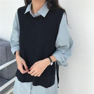 Plain Loose-fit Long Sleeve Shirt