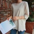 3/4-sleeve Scallop-hem Top