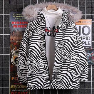 Zebra Print Zipped Parka