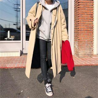 Single-breasted Padded Trench Coat Beige - One Size