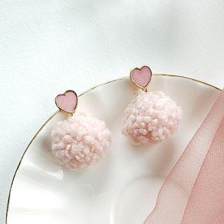 Alloy Heart Shearling Dangle Earring
