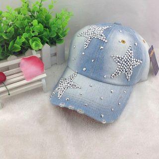 Star Rhinestone Denim Baseball Cap