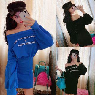 Lettering Mini Sheath Sweatshirt Dress