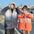 Couple Matching Ombre Zipped Parka