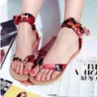 Printed Tie Flat Sandals