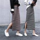 Striped Knit Midi H-line Skirt