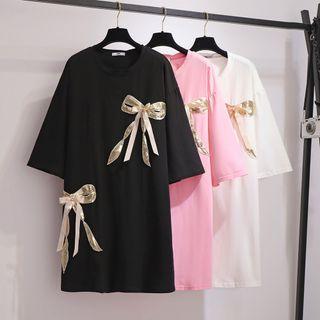 Short-sleeve Bow T-shirt Dress
