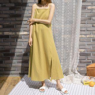 Spaghetti-strap Long Linen Blend Dress
