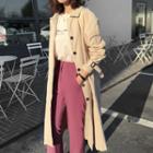 Hidden-button A-line Trench Coat With Sash