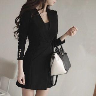 Mock Two-piece Mini Blazer Dress