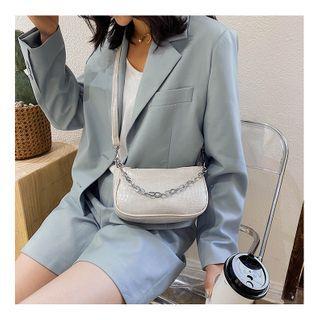 Chain Crocodile Grain Zip Crossbody Bag
