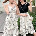 Spaghetti Strap Tiered Midi Dress / Skirt