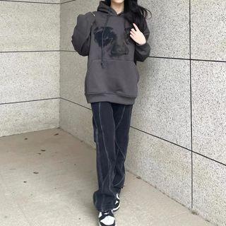 High Waist Contrast Trim Bootcut Jeans