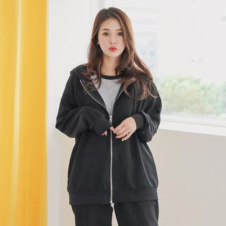 Lettering Detail Zip-up Hoodie