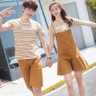 Couple Matching Short-sleeve Striped T-shirt / Shorts / Spaghetti Strap Mini Dress