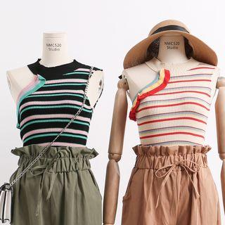 Ruffled-trim Asymmetric Knit Vest
