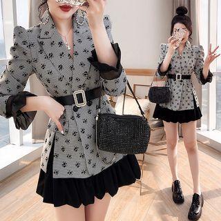 Set: Print Blazer + A-line Skirt