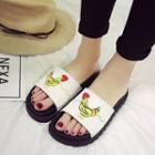 Rooster Embroidered Slide Sandals