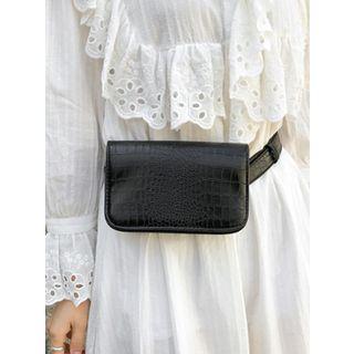 Croc-grain Belt Bag Black - One Size