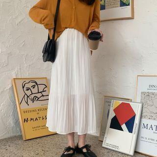 High-waist Accordion Pleat Maxi Skirt