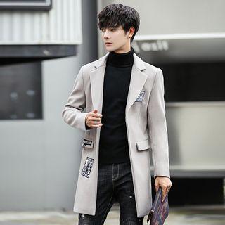 Notch-lapel Applique Buttoned Coat