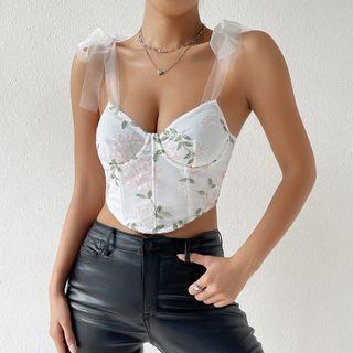 Floral Embroidered Corset Top