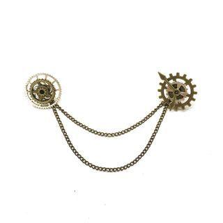 Gear Chain Brooch Copper & Silver - One Size