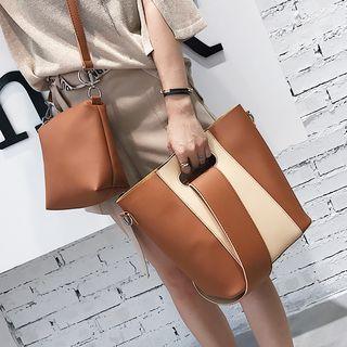Set : Colour Block Tote Bag + Shoulder Bag