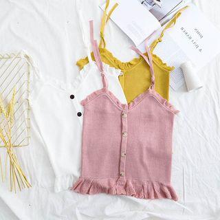 Spaghetti Strap Ruffle Knit Top