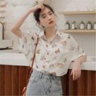 Short-sleeve All Over Print Shirt White - One Size