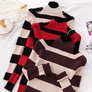 Mock-neck Cold Shoulder Knit Top