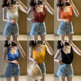 Wide Strap Square-neck Tank Top