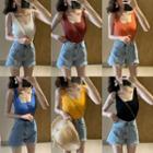 Wide Strap Square-neck Tank Top