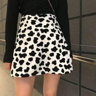 Spotted Pattern Plush Mini Dress